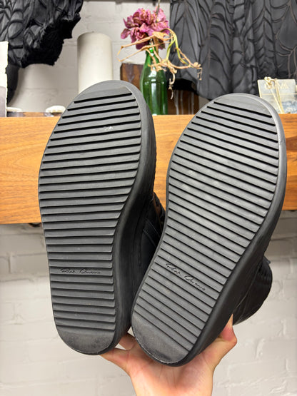 Rick Owens ‘Double Bumper’ Black Leather ‘Geobasket’ Platform High Top Sneakers