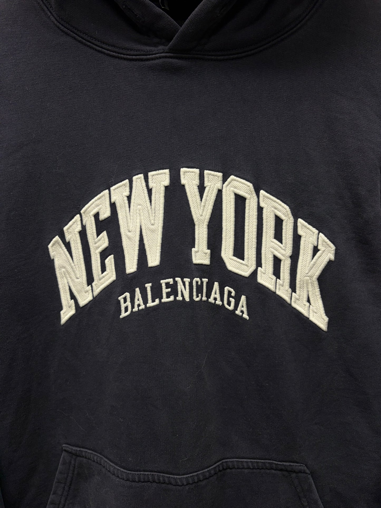 2021 Balenciaga ‘New York’ Collegiate Embroidered Logo Hoodie