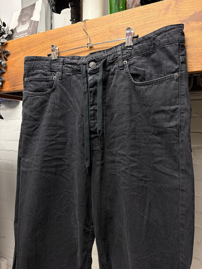2023 Balenciaga ‘Skater’ Black Wide Leg Drawstring Denim