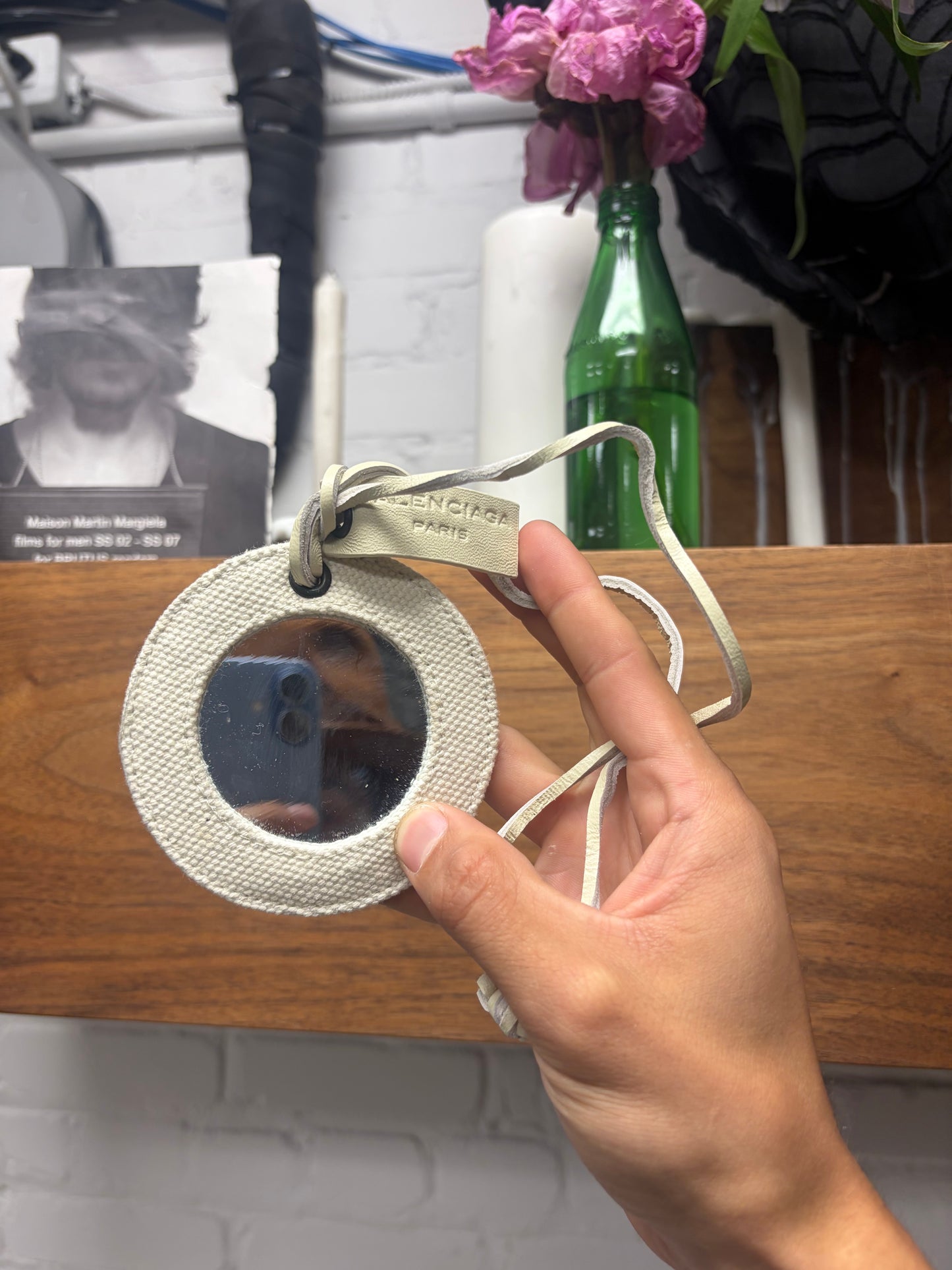 Balenciaga Cream White Corduroy Mirror Bag Attachment