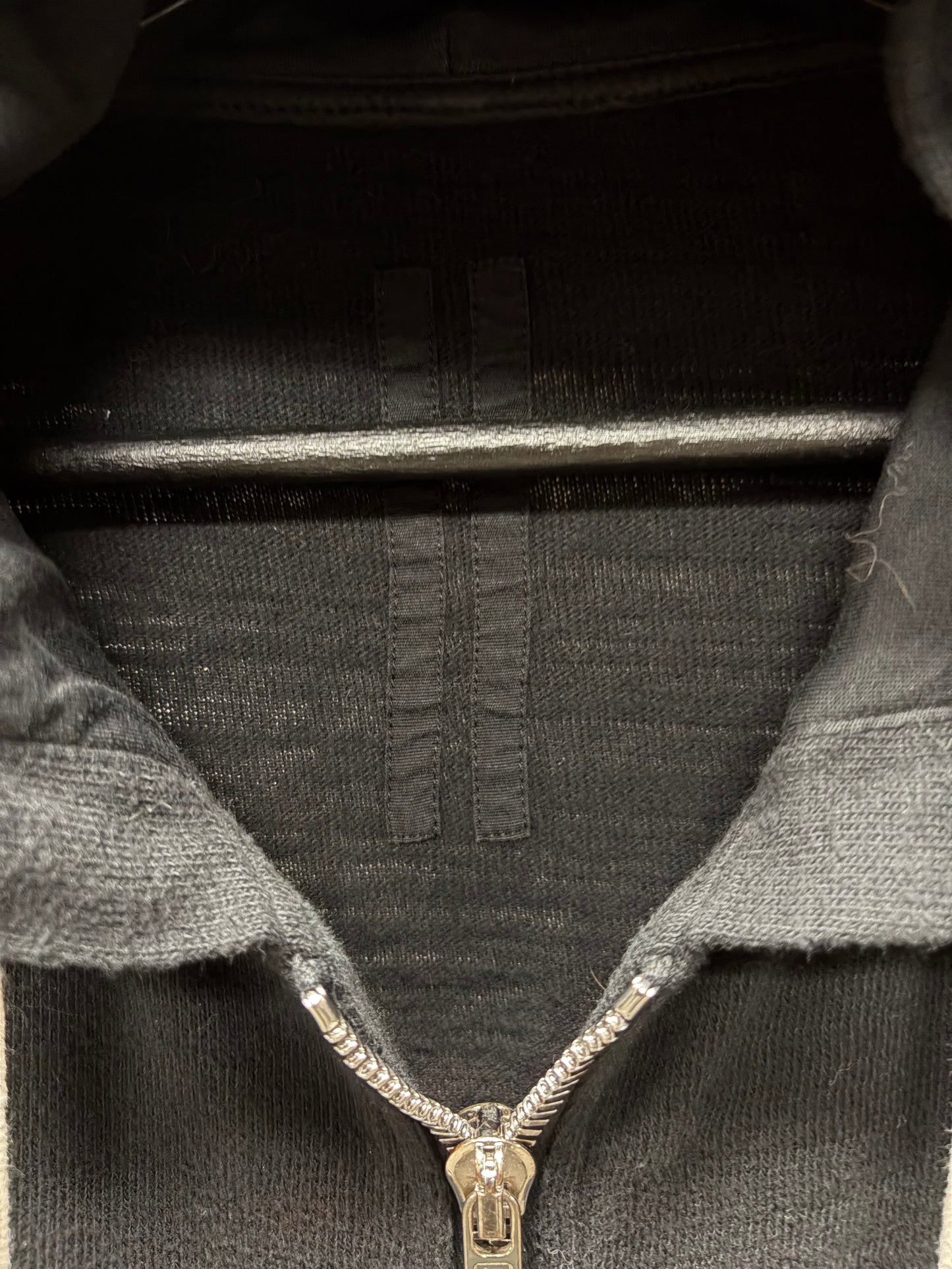 Rick Owens ‘Jason’ Natural Cotton Black Zip-Up Hoodie