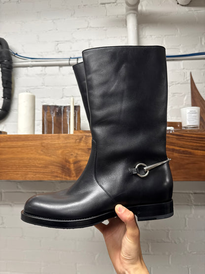 Vintage 2000s Gucci ‘Horsebit’ Shearling Lined Calfskin Leather Boots