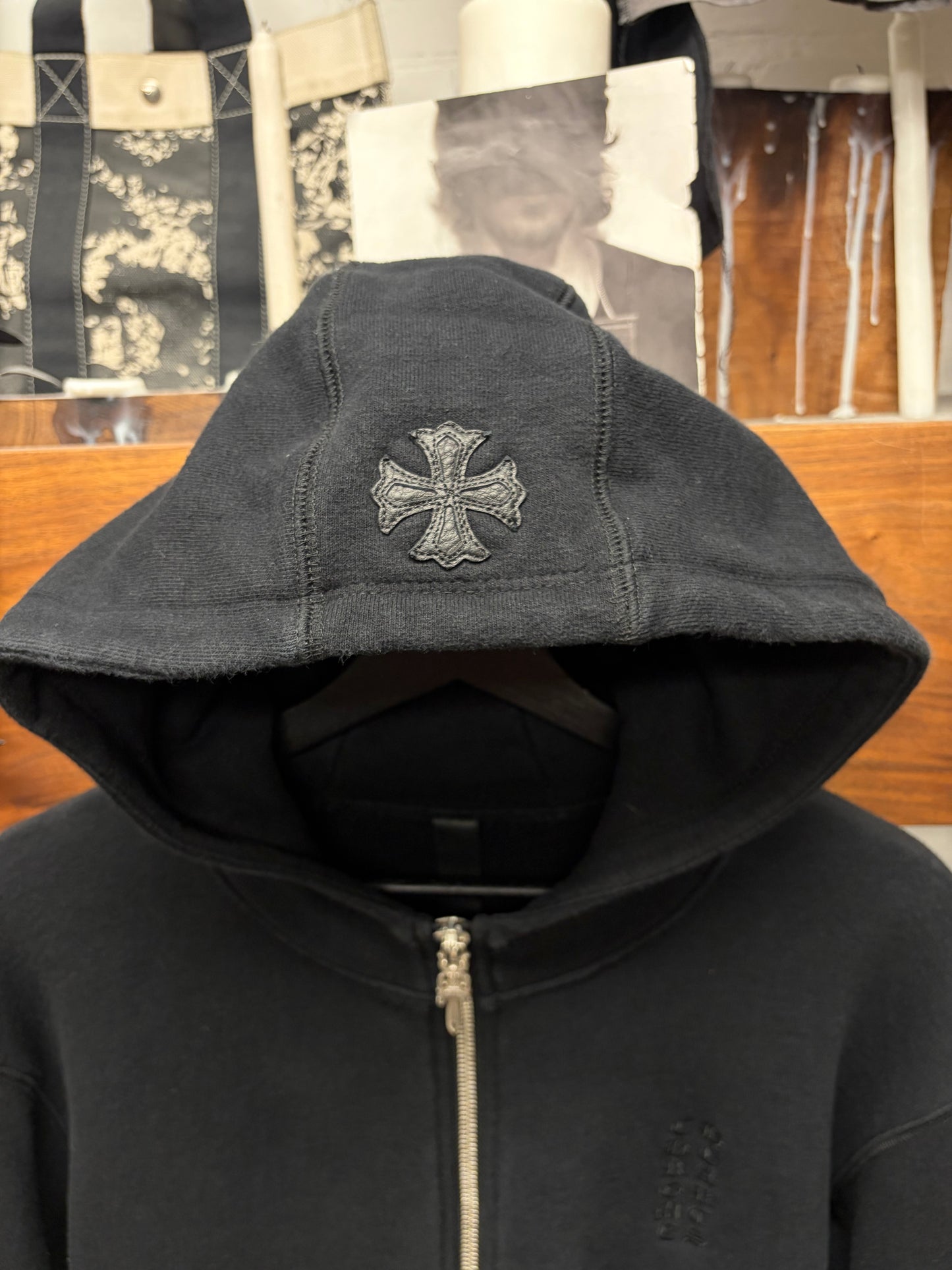 Chrome Hearts Leather Plus Cross ‘Fuck You’ Black Label Premium Zip-Up Hoodie
