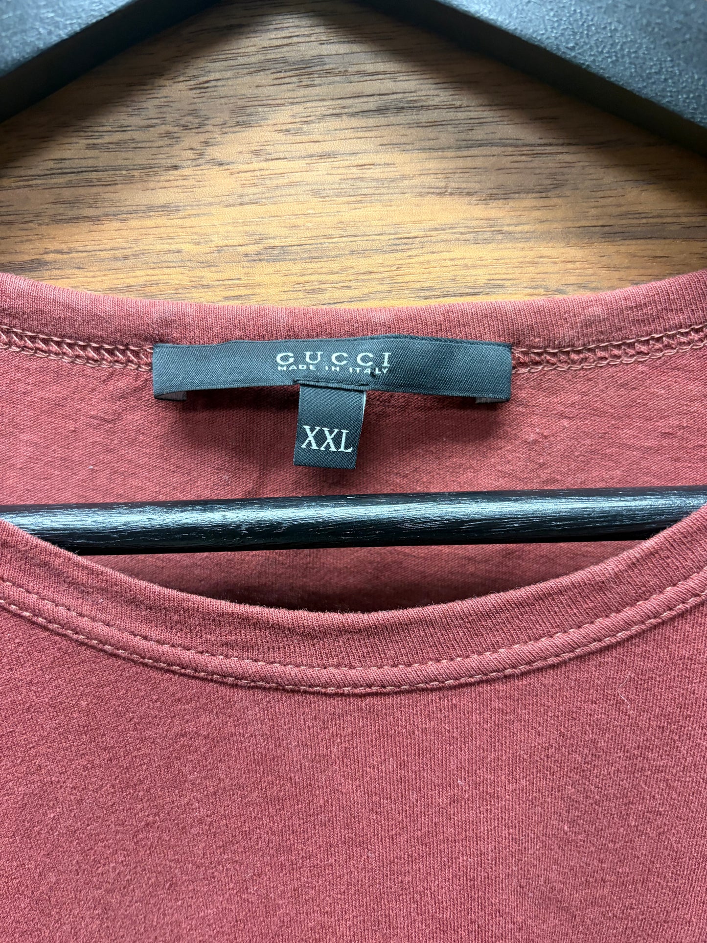 2000s Gucci ‘Check/Monogram Print’ Red/Grey T-Shirt