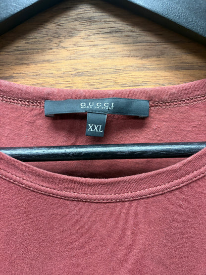 2000s Gucci ‘Check/Monogram Print’ Red/Grey T-Shirt