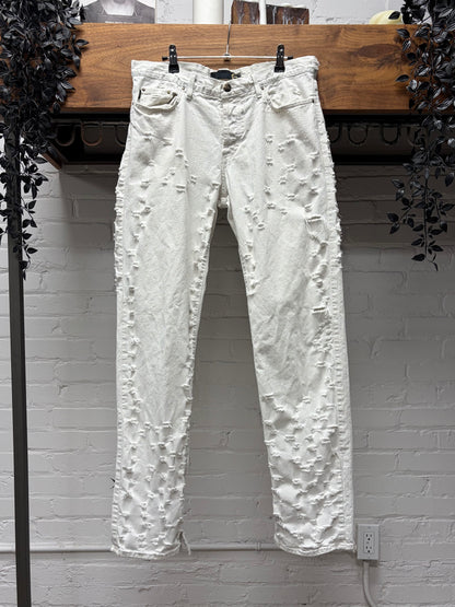Roberto Cavalli ‘Cut/Slash/Pull’ Inspired White Skinny Jeans