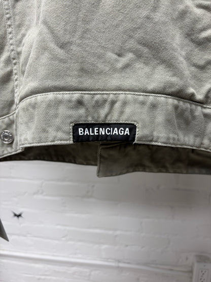 Balenciaga ‘Swing’ Grey Cropped Denim Jacket