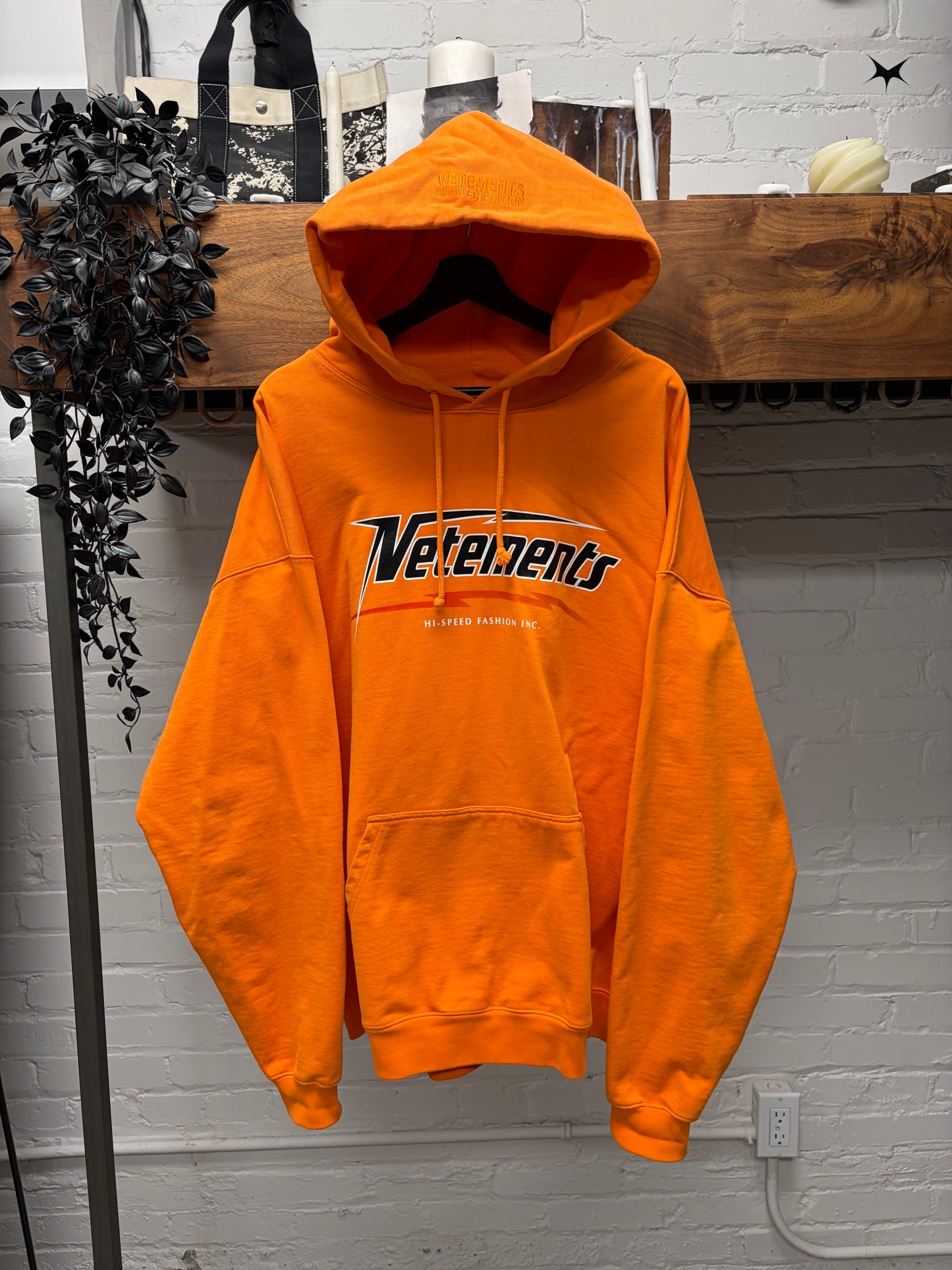 SS2023 Vetements ‘Hi-Speed’ Black/Orange Logo Pullover Hoodie