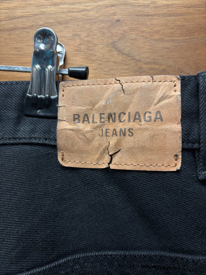 AW2024 Balenciaga ‘Fun Drawstring’ Wide Leg Faded Black Denim