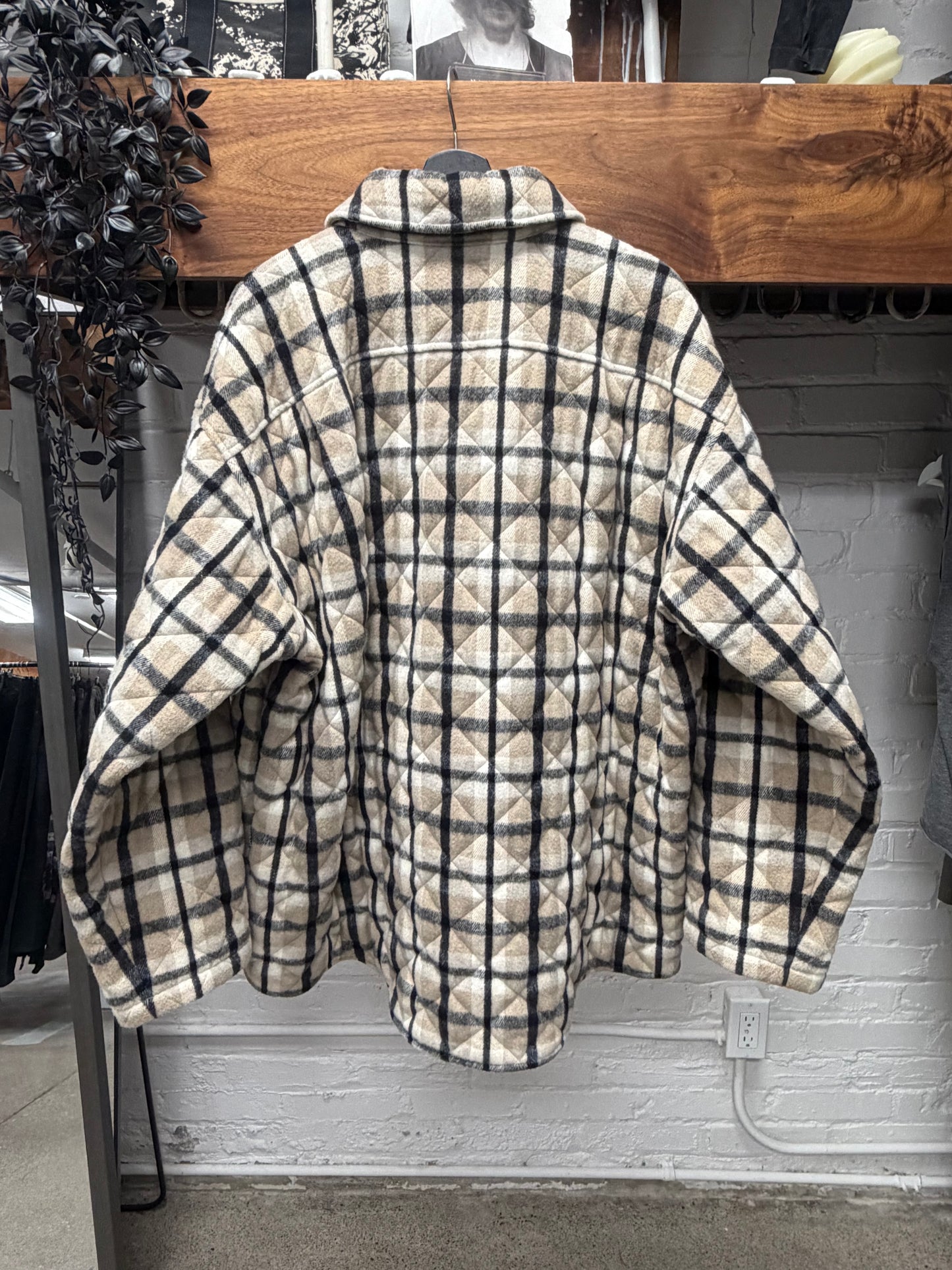 2018 Balenciaga ‘Quilting Padded’ Plaid Wool Oversized Shirt
