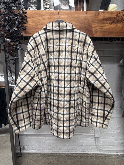 2018 Balenciaga ‘Quilting Padded’ Plaid Wool Oversized Shirt