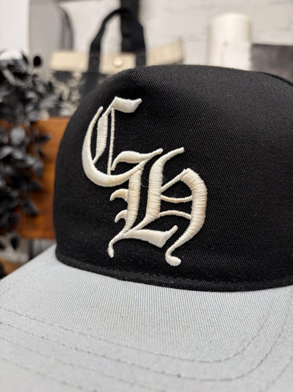Chrome Hearts ‘CH’ Black/Grey Embroidered Logo Strap-Back Baseball Hat