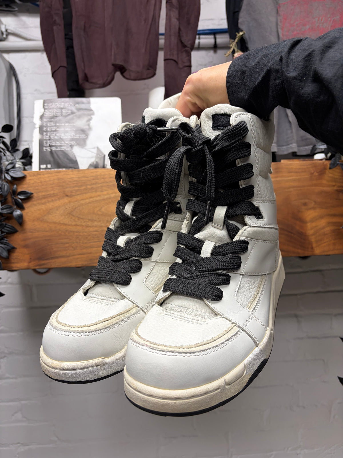 Diet Butcher Slim Skin DBSS ‘Dunk’ White Leather High Top Sneakers