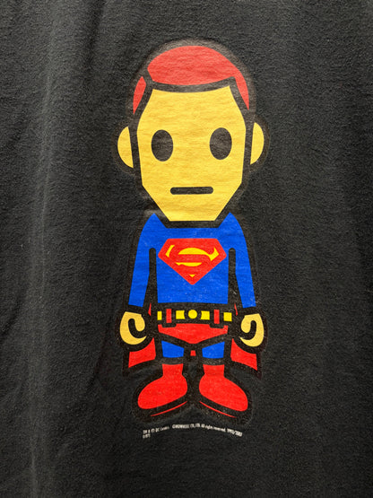 2007 Bape x DC Comics ‘Superman’ Caricature Black Graphic T-Shirt