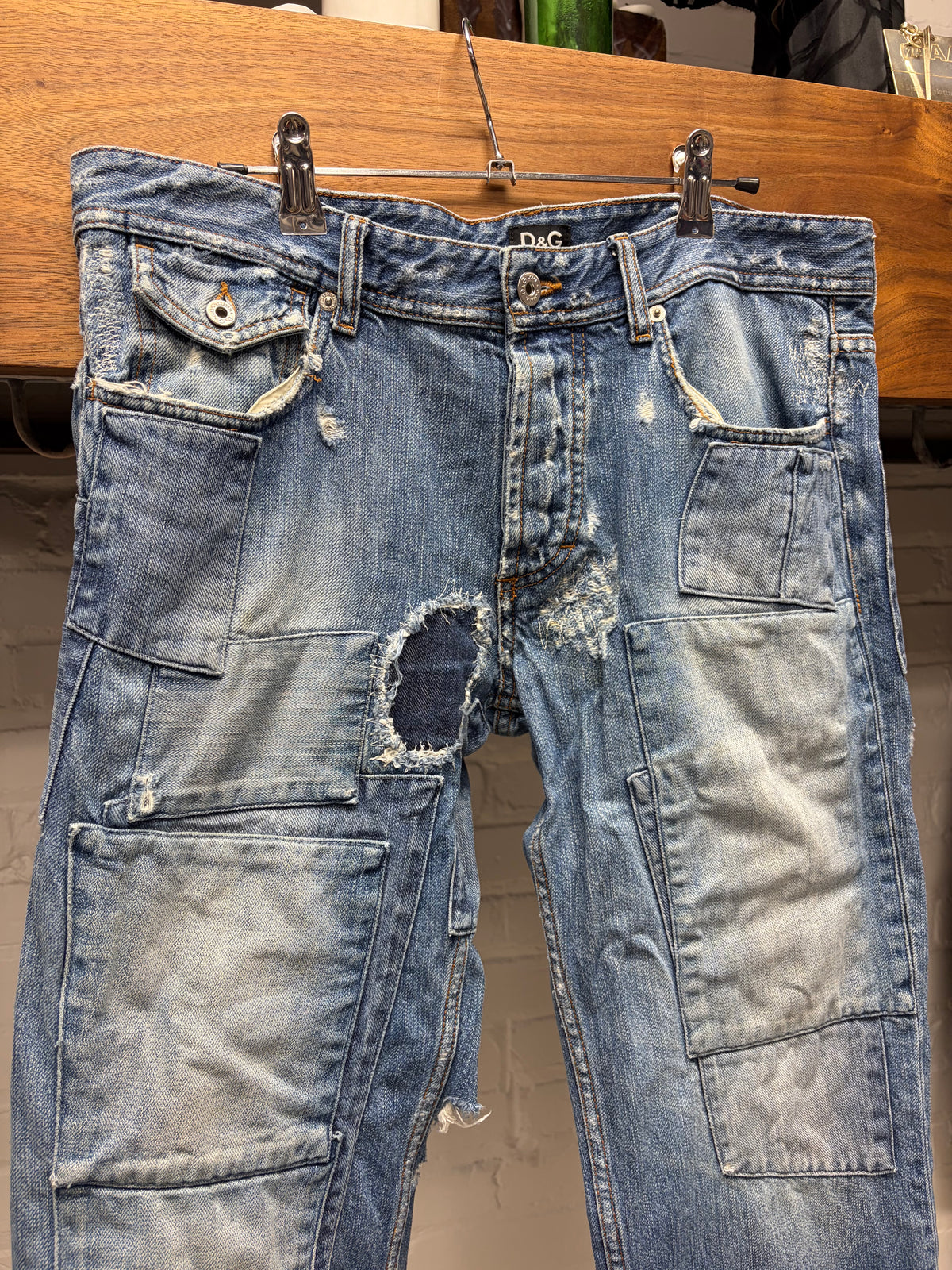 Dolce & Gabbana Patchwork Distressed Blue Bootcut Denim