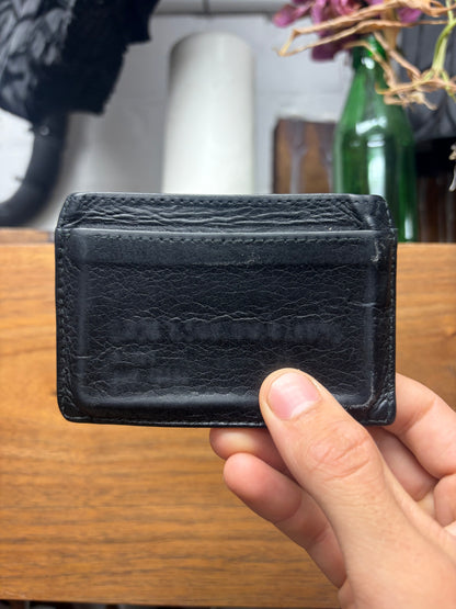 Balenciaga Black Lambskin Leather Cardholder Wallet with Silver Stud Hardware
