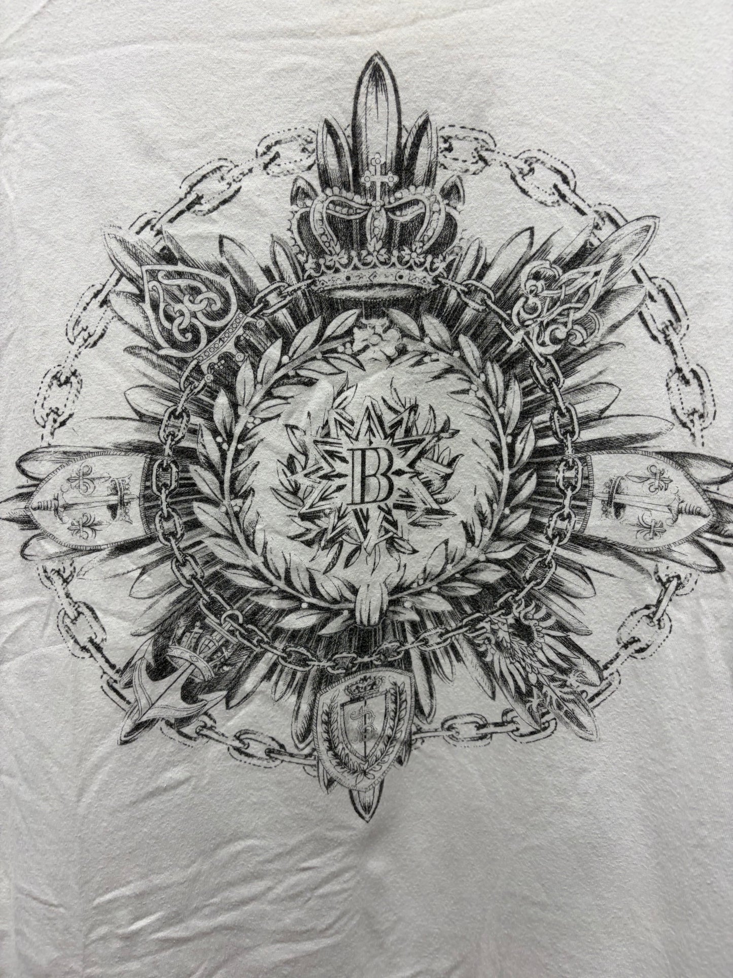 AW2016 Balmain ‘Crowned Crest Logo’ White Graphic T-Shirt