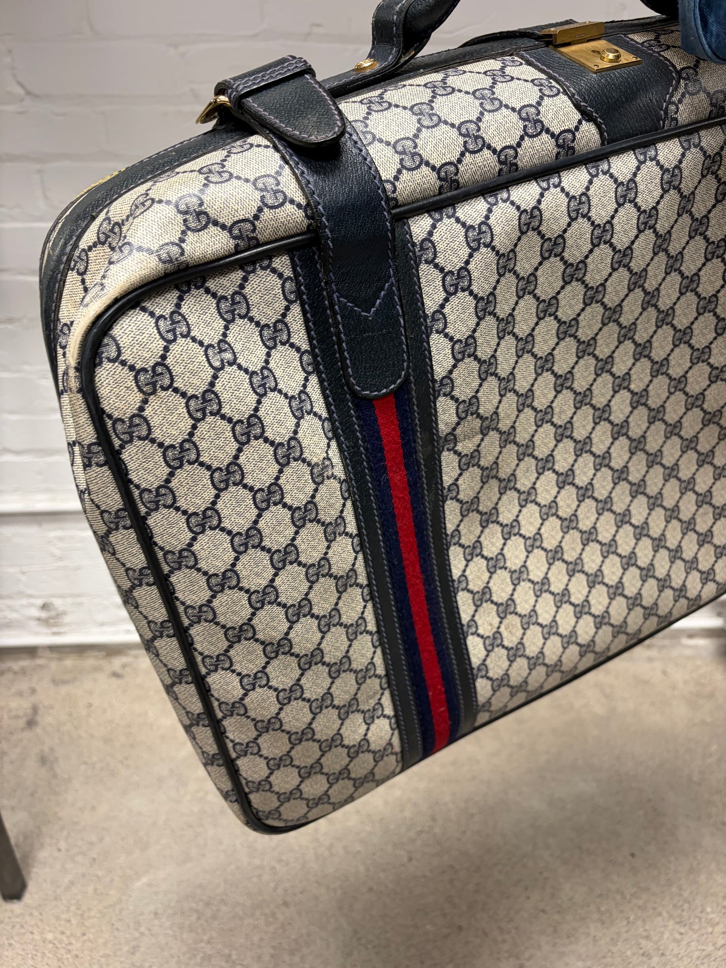 Vintage 1980s Gucci ‘Guccisima’ Monogram Top Handle Canvas Large Luggage Bag
