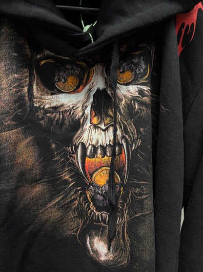 AW2018 Vetements ‘Misplaced Skull’ Cropped Black Graphic Hoodie