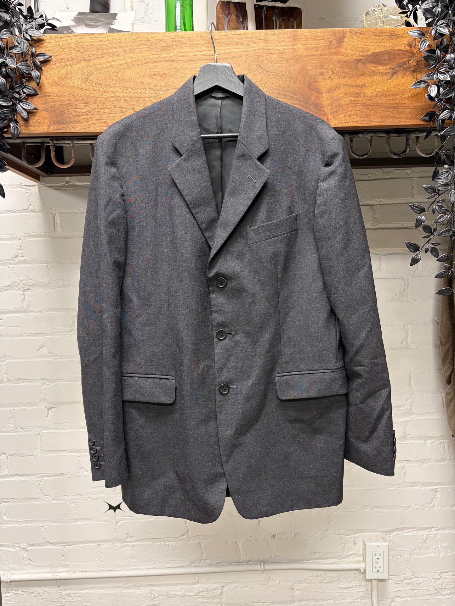 Vintage Helmut Lang Charcoal Grey Cotton Blazer