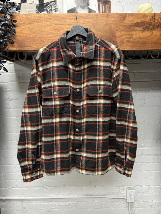 Chrome Hearts ‘Work Dog’ Heavy Wool Plaid Flannel Button Snap Shirt