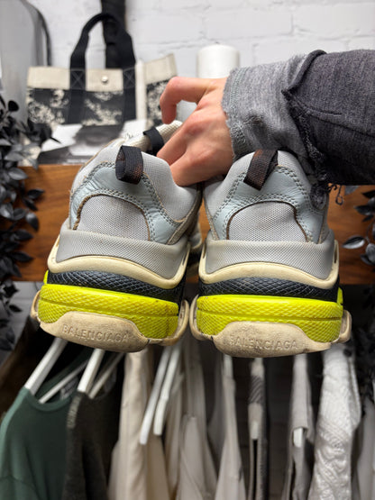 Balenciaga ‘Triple S’ Cool Grey/Neon Low Top Sneakers