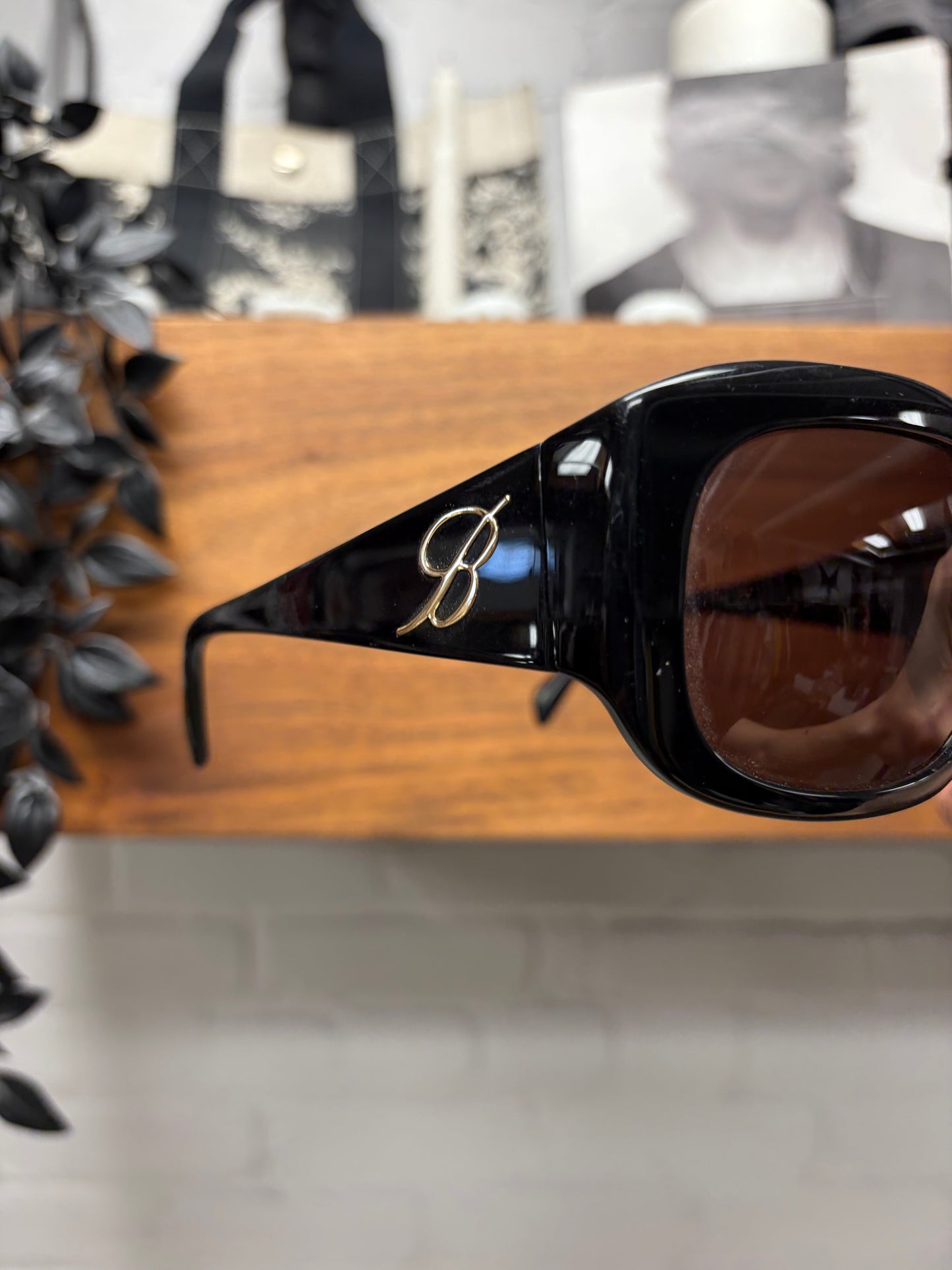 Blumarine Black/Gold Wide Frame Sunglasses
