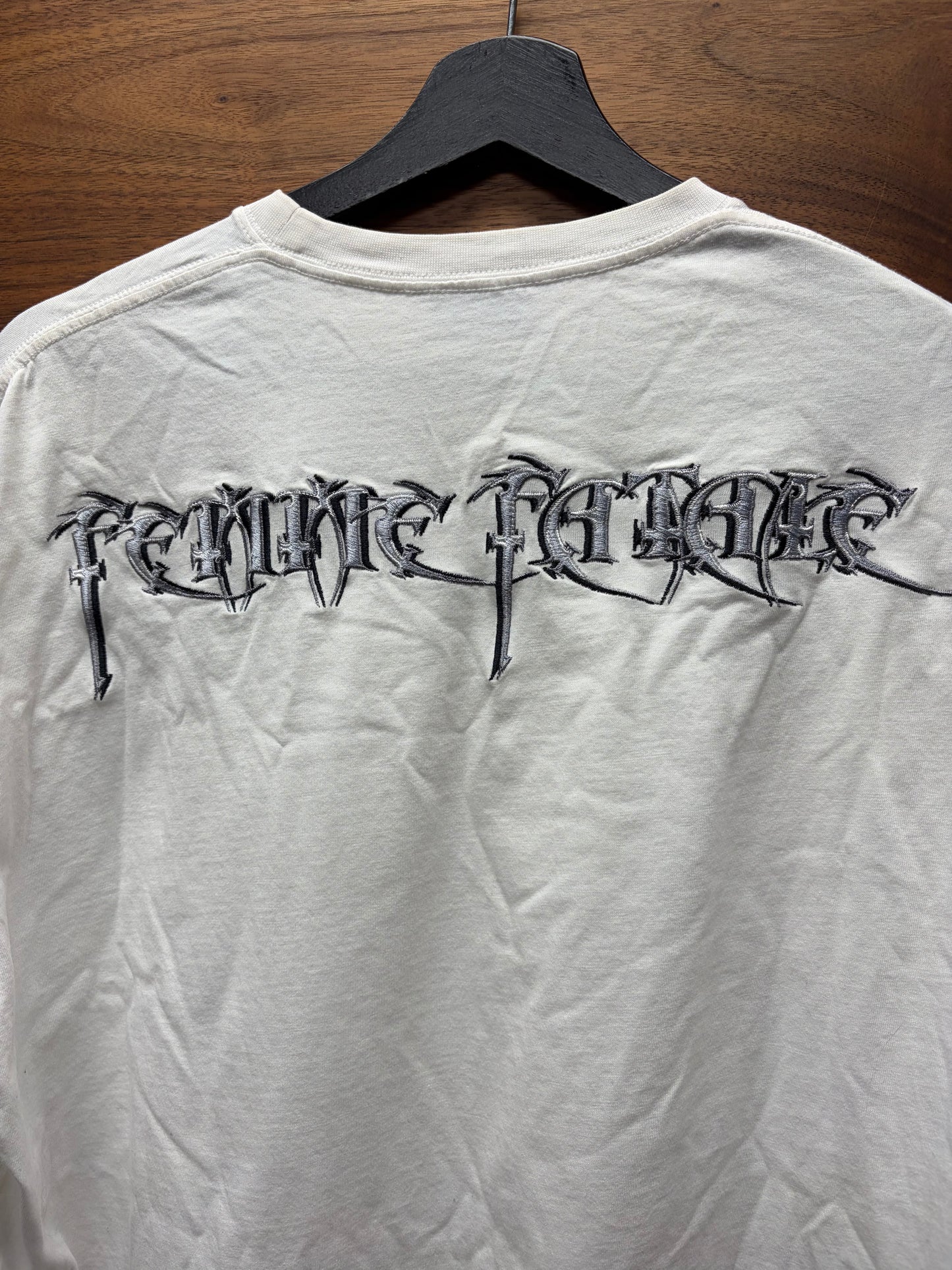 2017 Balenciaga ‘Femme Fatale’ Embroidered Script White Oversized T-Shirt