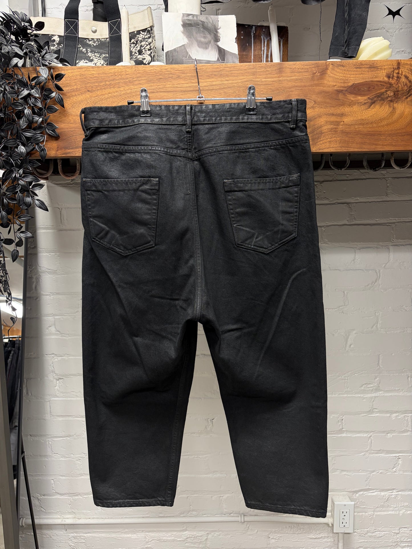 Rick Owens ‘Astaire Cut’ Waxed Black 3/4 Length Denim