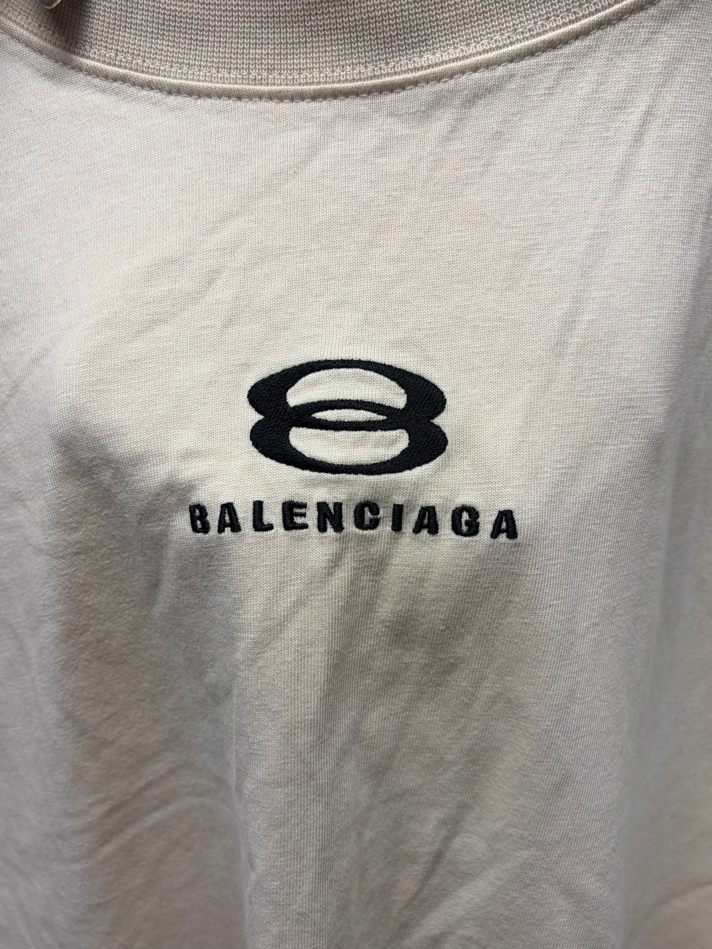 2021 Balenciaga ‘Unity Logo’ Cream White Oversized T-Shirt
