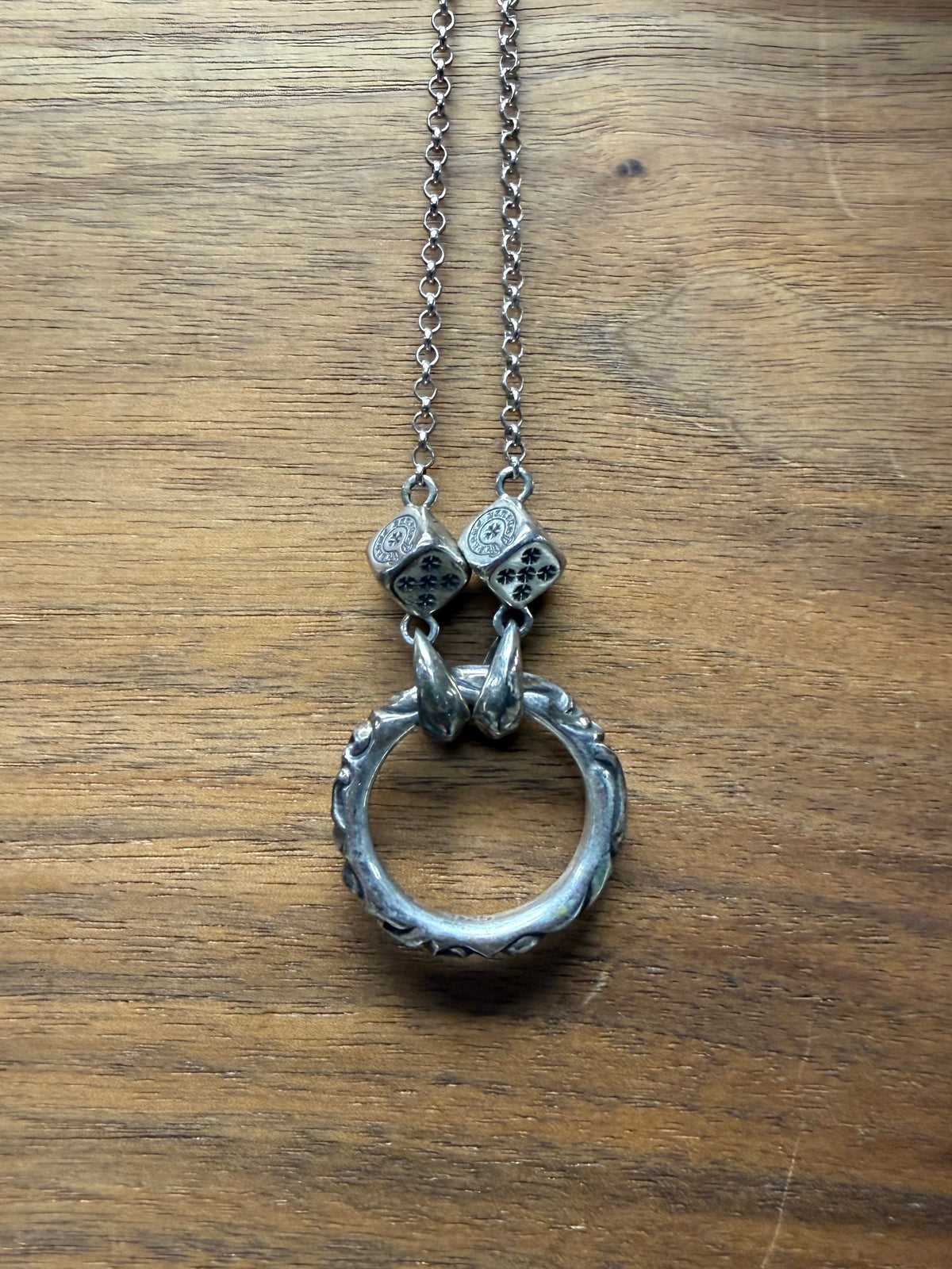 Chrome Hearts .925 Silver ‘Dice Eyewear Holder’ Pendant & Necklace