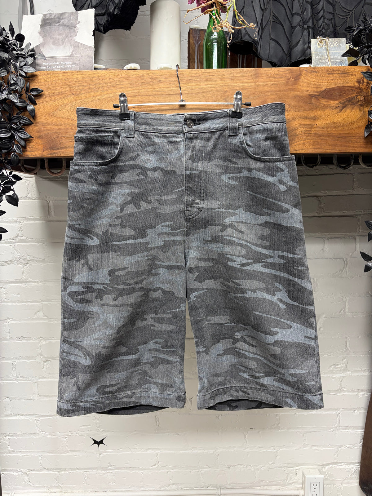SS2021 Balenciaga Camo Heavyweight Denim Shorts
