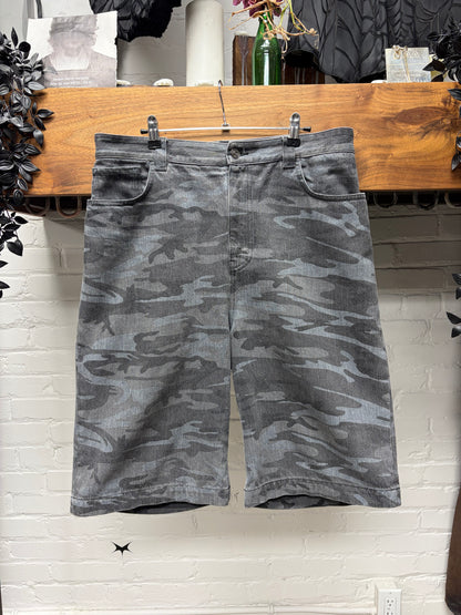 SS2021 Balenciaga Camo Heavyweight Denim Shorts