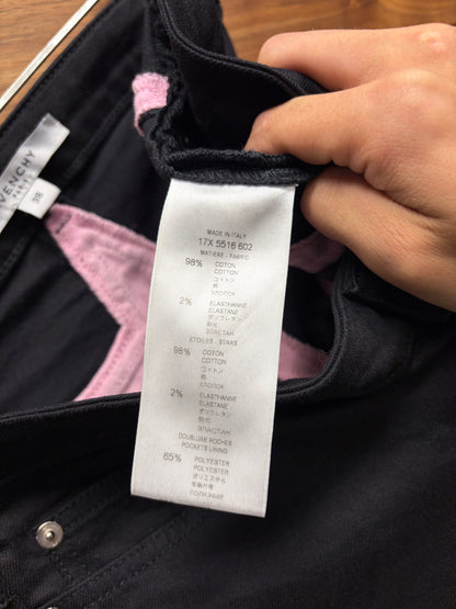 2017 Givenchy Pink ‘Star Patch’ Black Skinny Jeans
