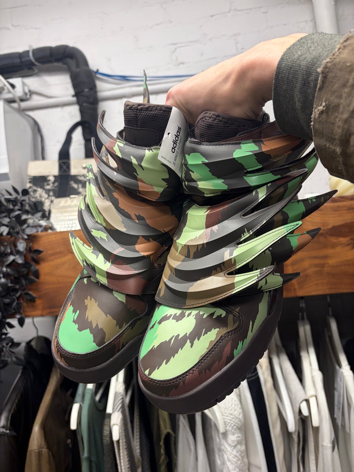 2015 Jeremy Scott x Adidas Wings 3.0 Camouflage High Top Sneakers