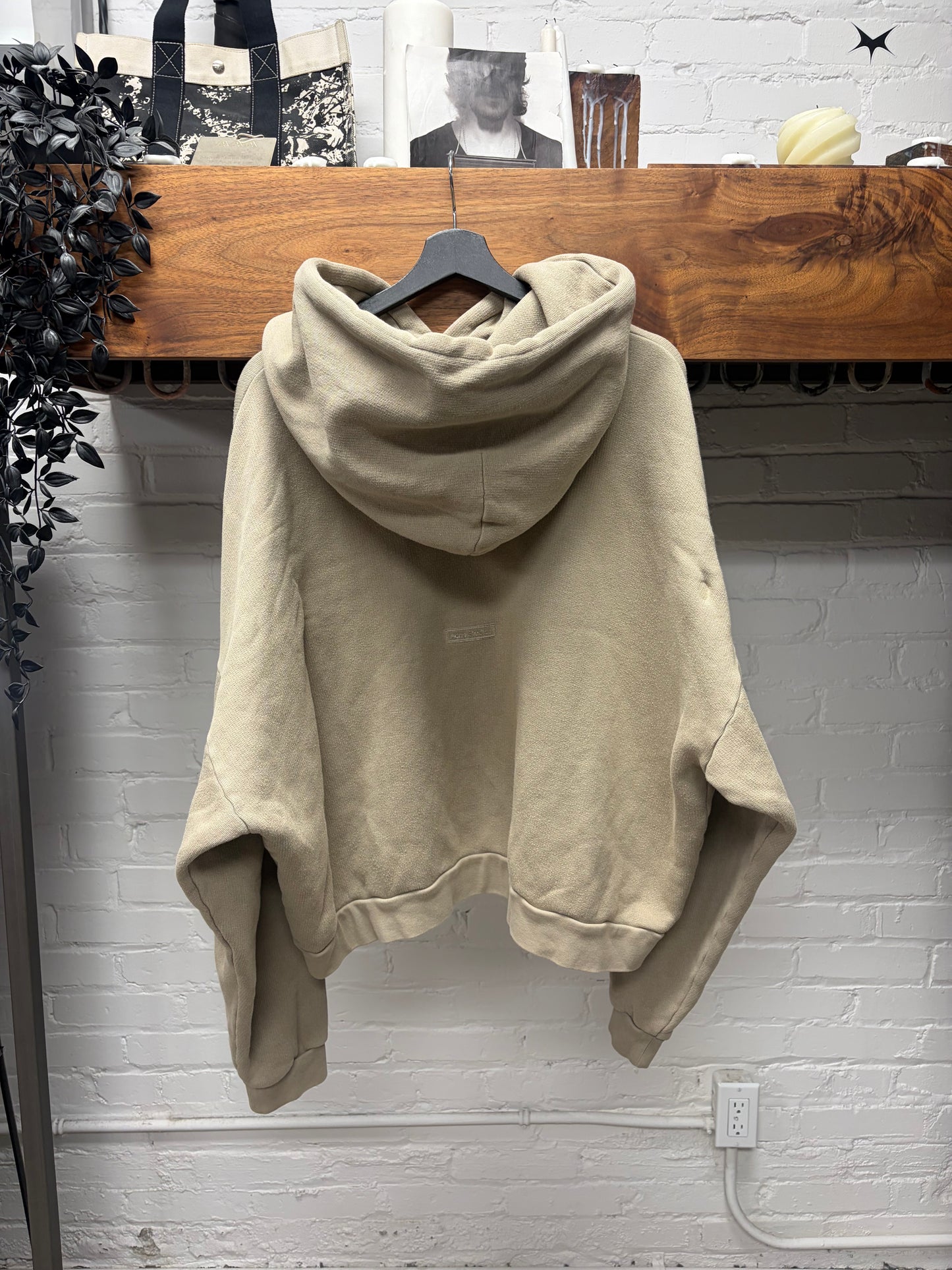 Acne Studios ‘Patch Logo’ Cropped Brown Terry Cotton Hoodie