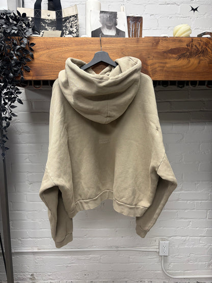 Acne Studios ‘Patch Logo’ Cropped Brown Terry Cotton Hoodie