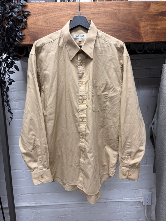 Vintage Balmain Tan Cotton Button Up Shirt