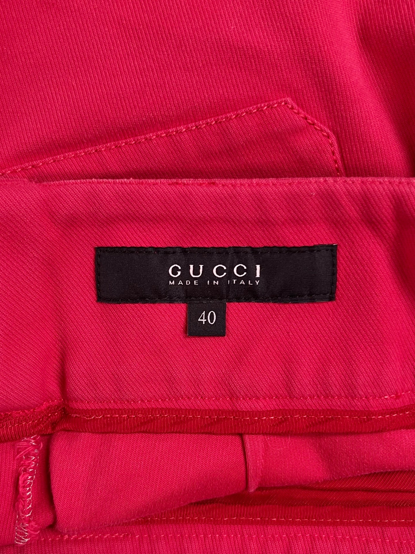 Late 2000s Gucci Red Denim Mini Shorts