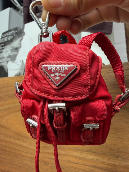 Prada Red ‘Re-Nylon’ Miniature Backpack Keychain