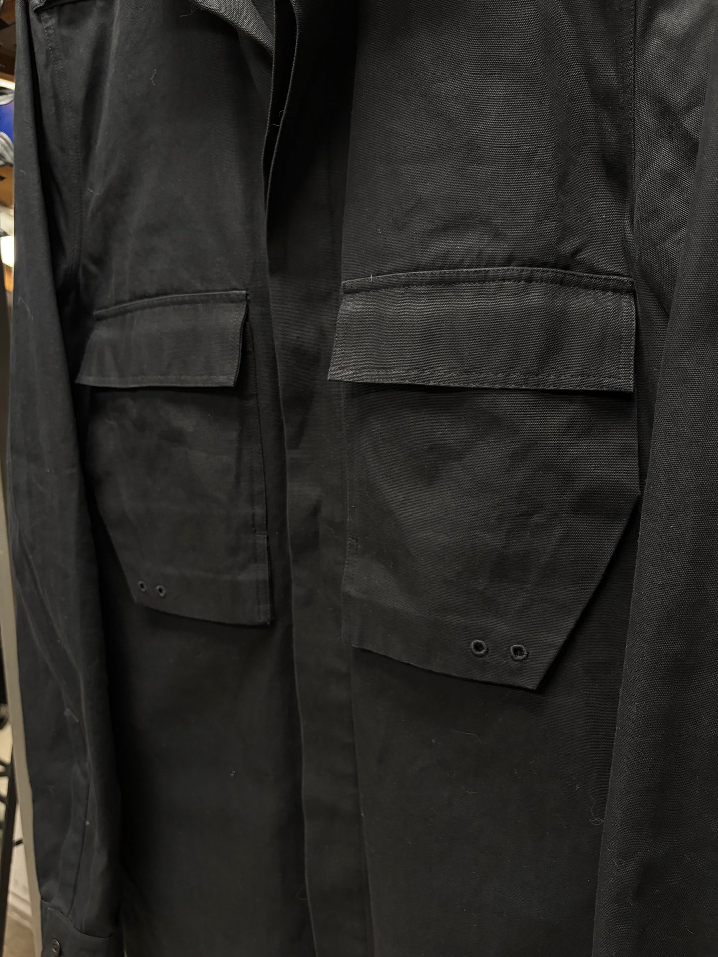 SS2016 Rick Owens ‘Cyclops’ Black Flap Pocket Cotton Outershirt