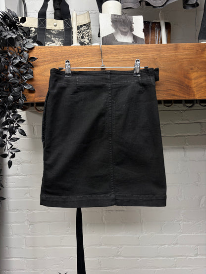 Rick Owens Double Layered ‘Aircut’ Waxed Black Denim Skirt