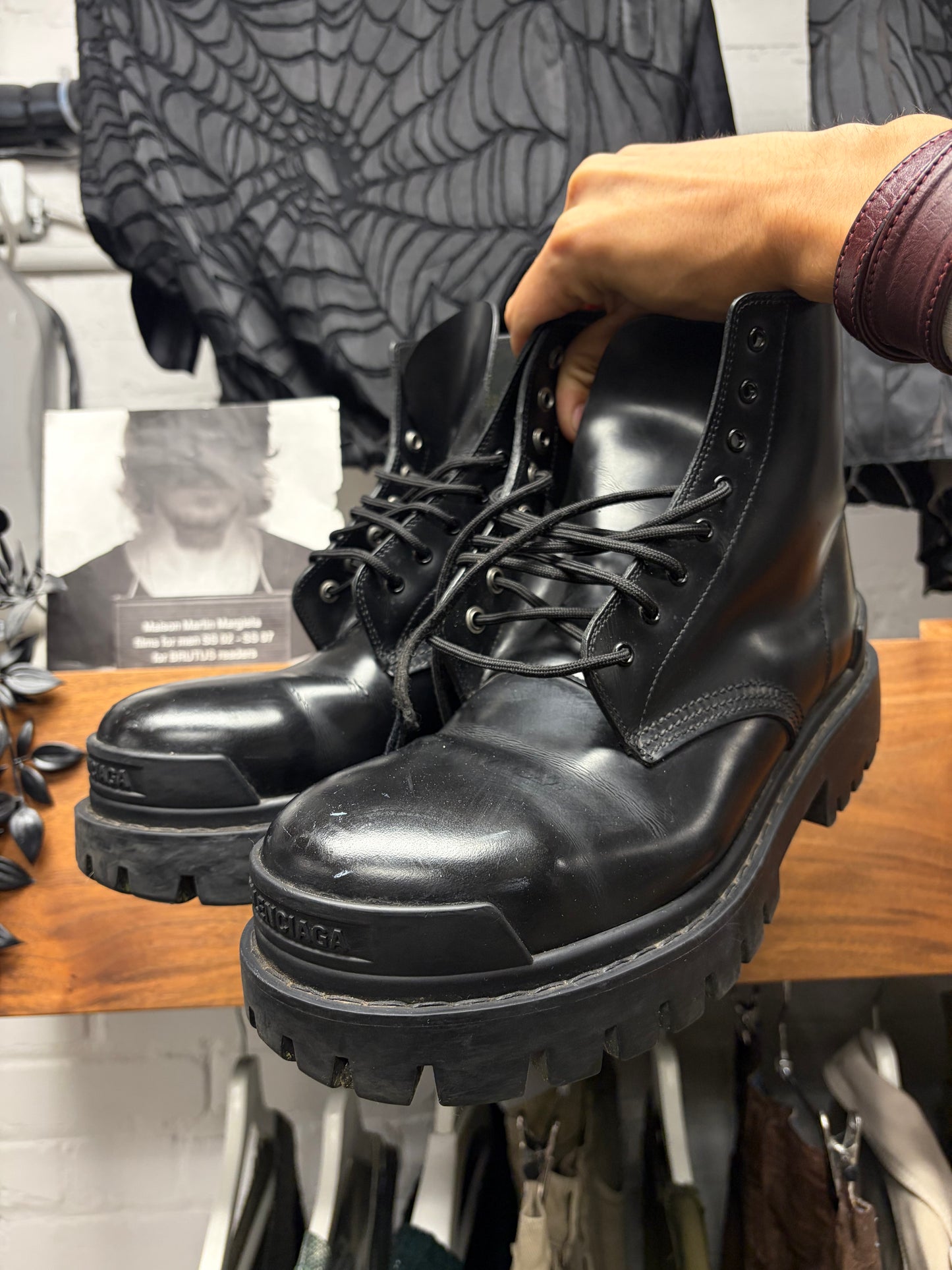 Balenciaga ‘Strike’ Black Patent Leather Combat Boots