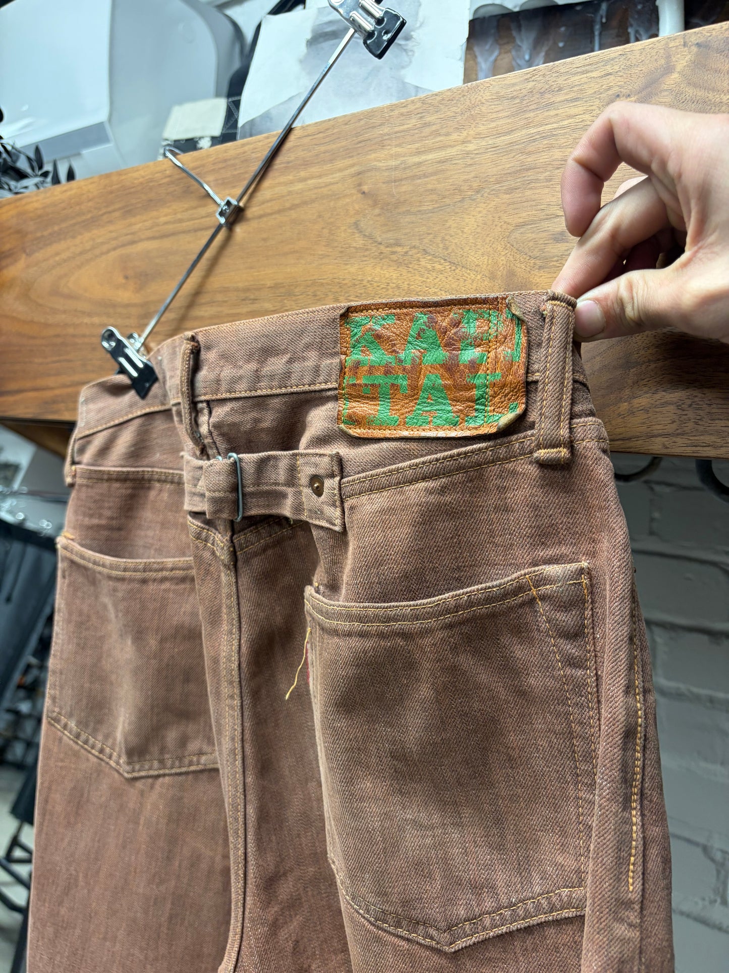 Kapital ‘Persimmon Tannin Dyed’ Buckle-Back Straight Leg Denim