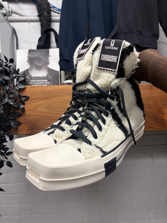 Rick Owens x Converse ‘TubroDRK’ Zebra Shearling High Top Sneakers
