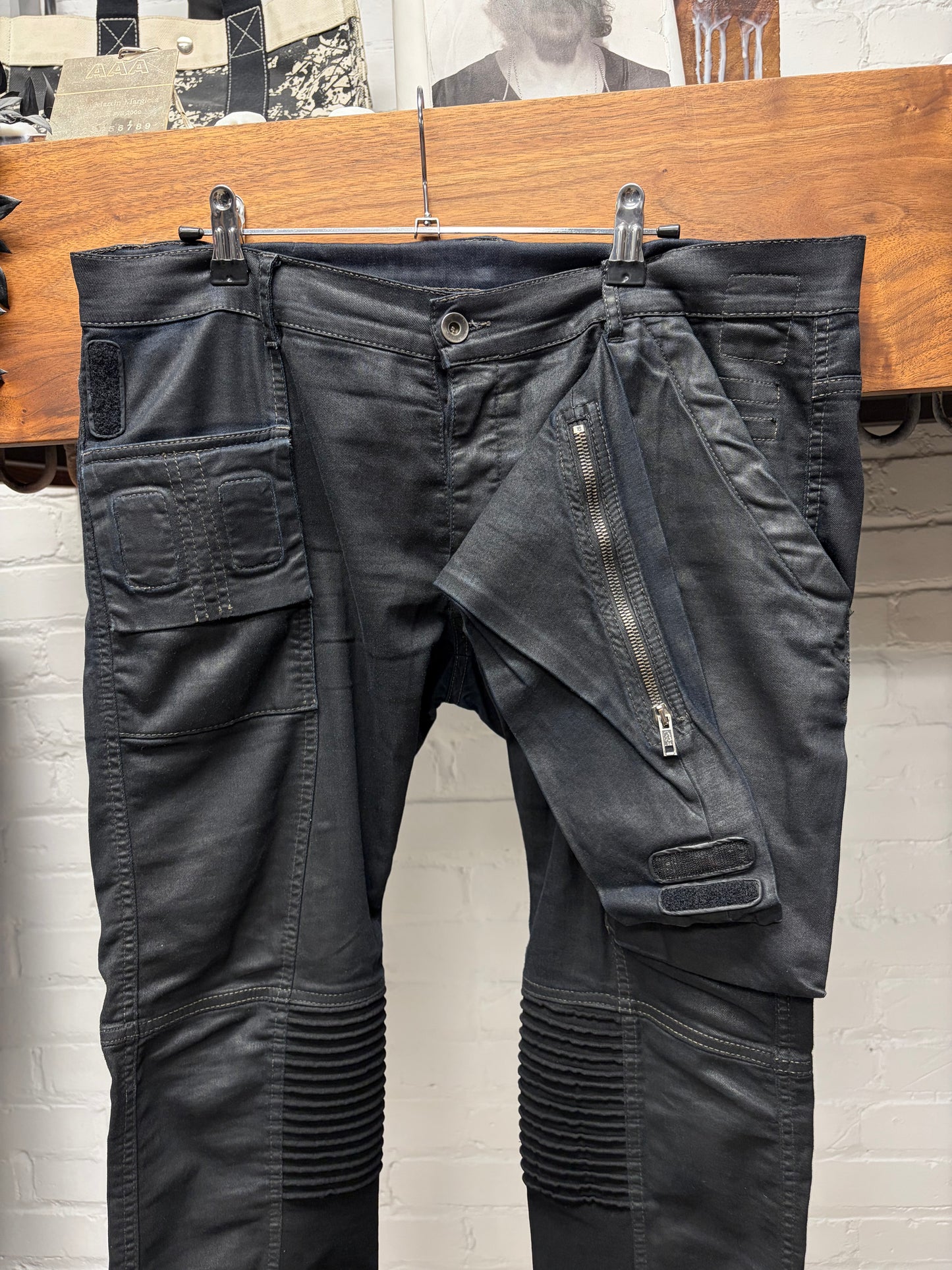 AW2014 Rick Owens ‘Moody’ Memphis Waxed Black Denim