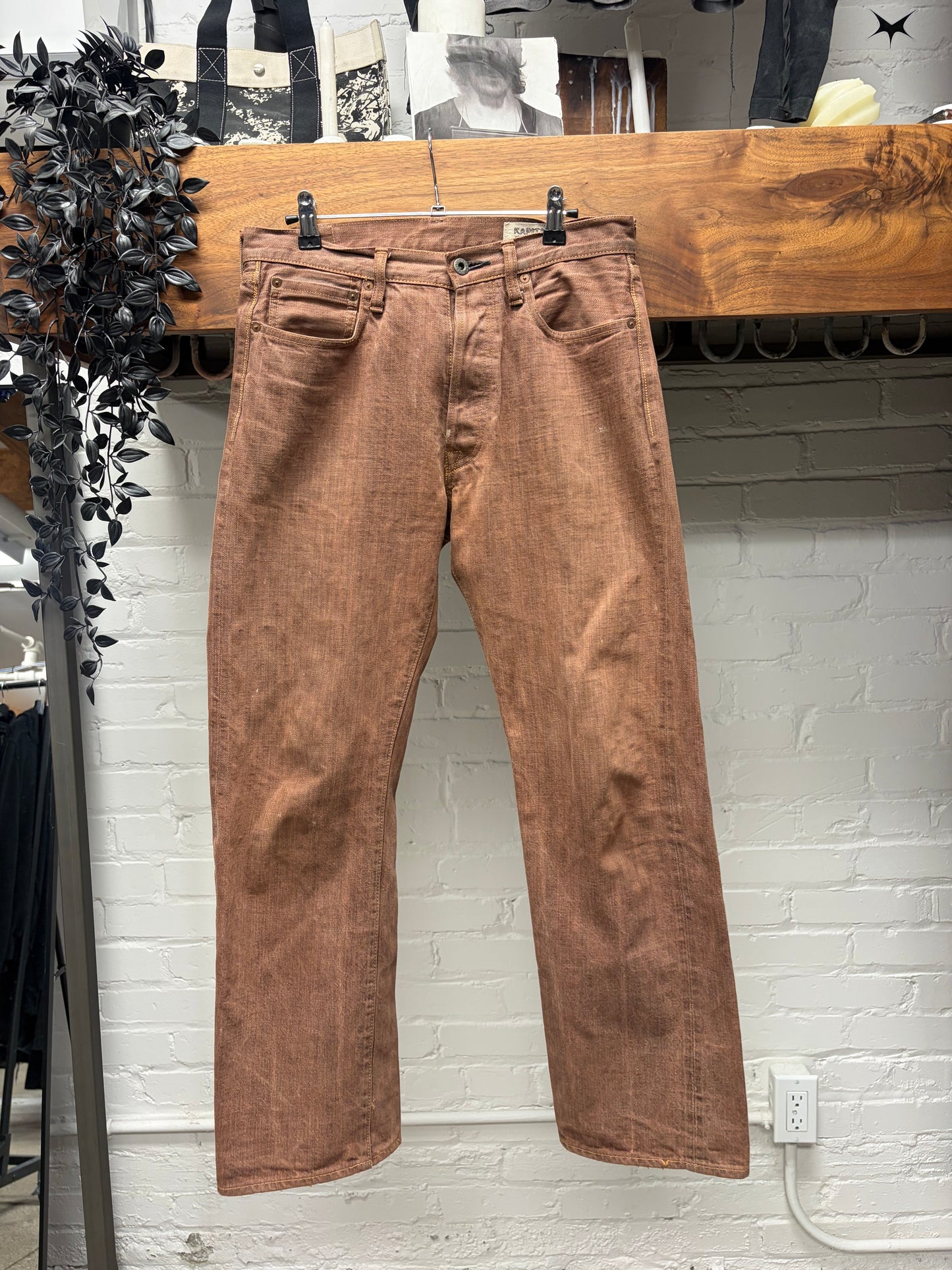 Kapital ‘Persimmon Tannin Dyed’ Buckle-Back Straight Leg Denim