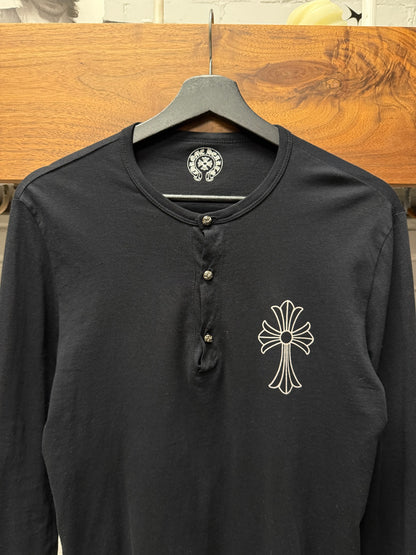Chrome Hearts Cross Emblem Black Long Sleeve ‘Henley’ Shirt