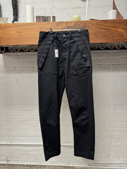 SS2020 Rick Owens ‘Tecuatl’ Black Flap Pocket Cargo Pants