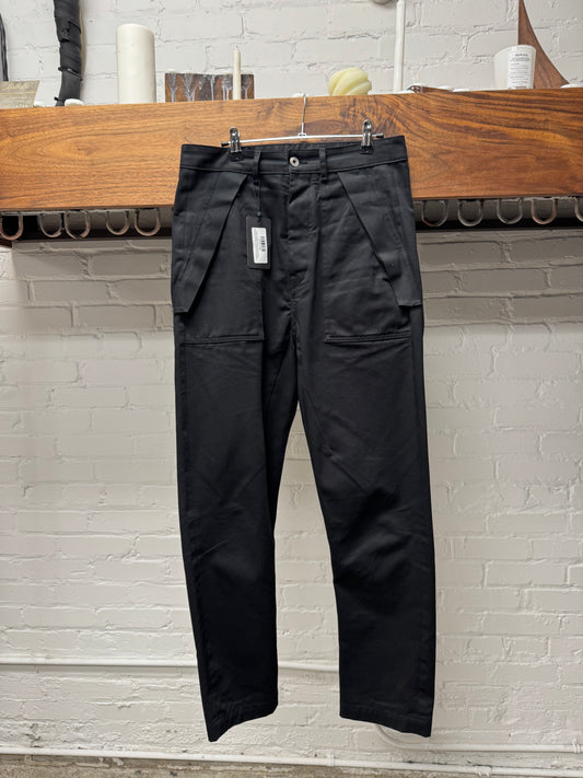 SS2020 Rick Owens ‘Tecuatl’ Black Flap Pocket Cargo Pants